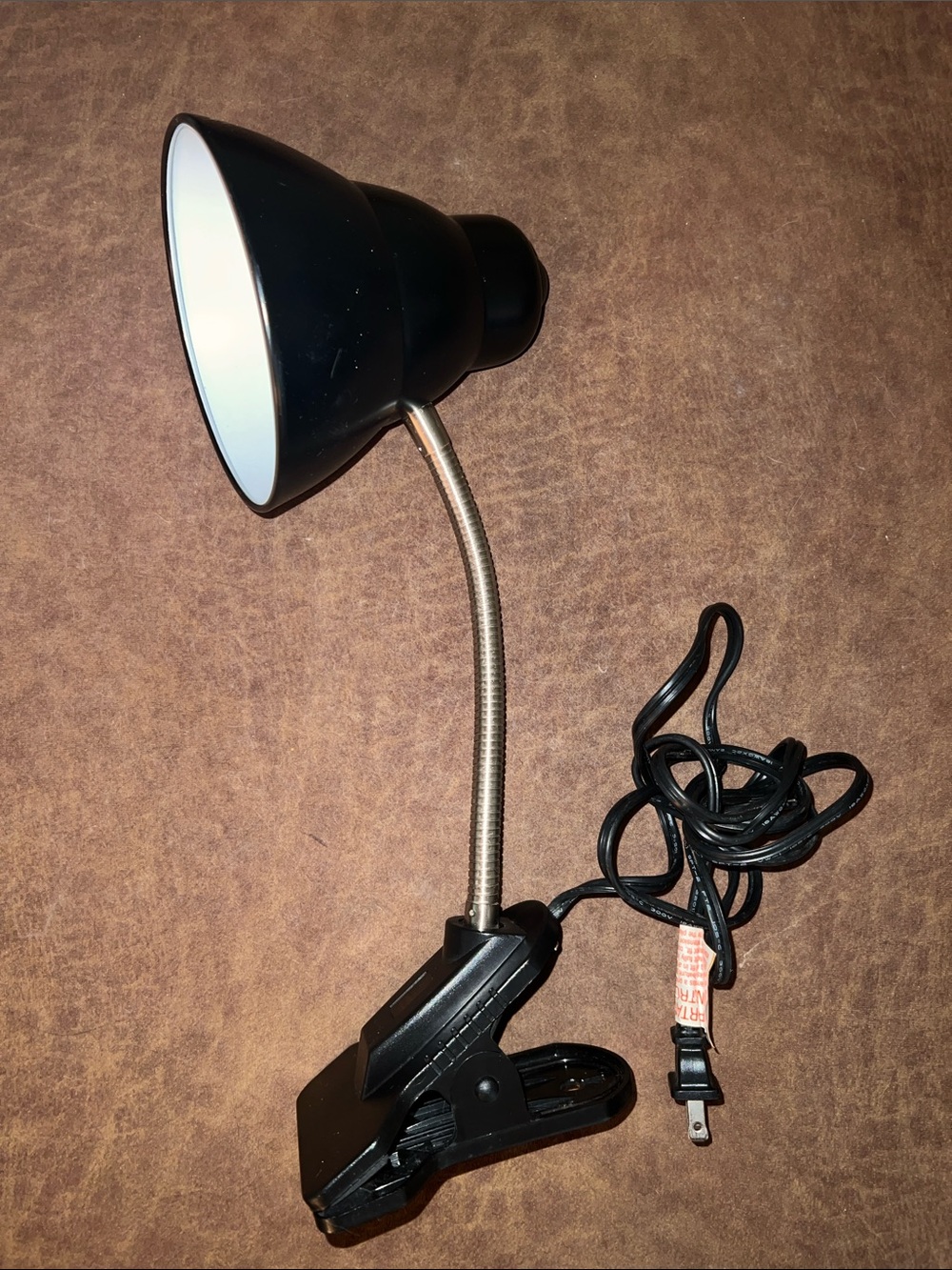 Black Adjustable Gooseneck Clip On Desk Lamp